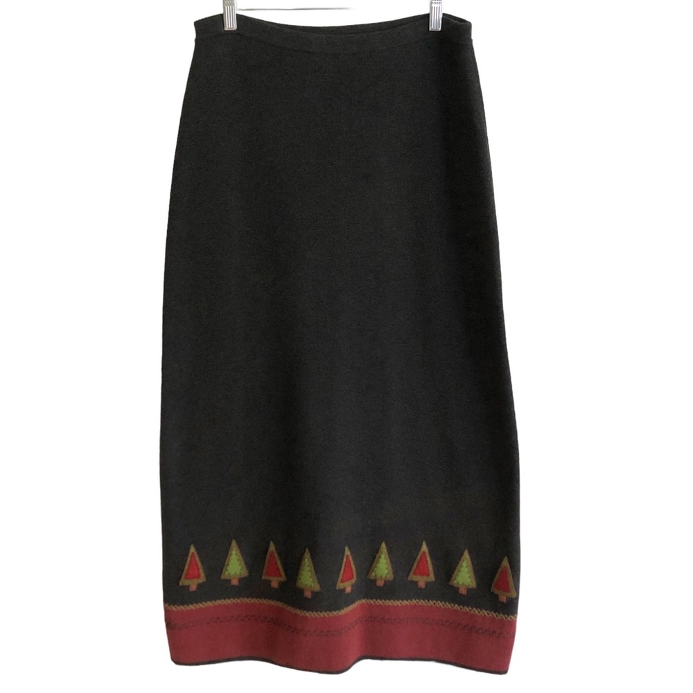 Woolrich Christmas Tree Charcoal Heather Gray Maxi Skirt M